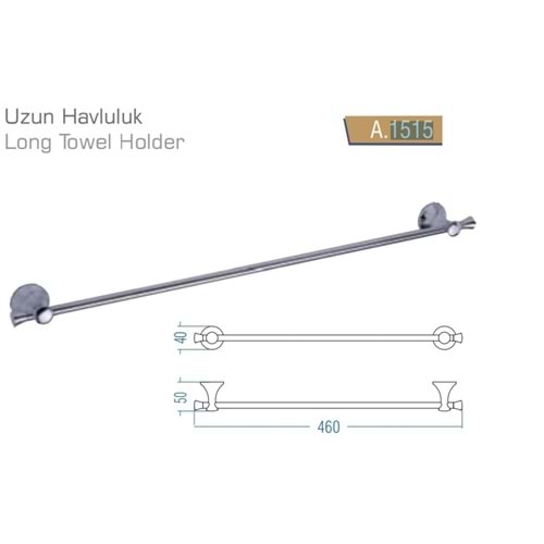 DUX048-A1515C Art Uzun Havluluk 50 cm-Krom PASLANMAZ